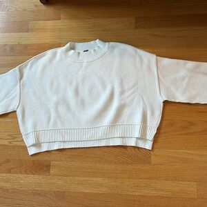 Free People Ivory Crew Neck Sweater